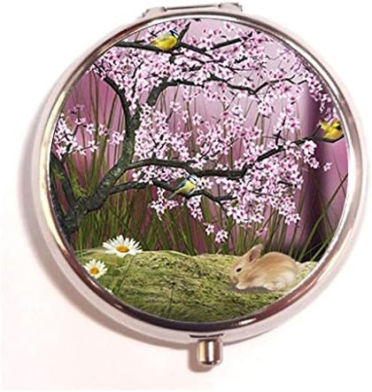 Bunnies And Birds Among The Cherry Blossoms Custom Fashion Pill Box Medicine Tablet Holder Organizer Case for Pocket or Purse
