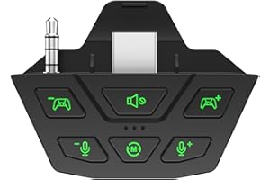 Charm Focus Stereo Headset Adapter for Xbox, Audio Mic Headphone Converter Support Game Sound & Voice Chat, X-Box Controller Headset Adapter for X-Box One/X-Box Series X, Black, CF-XB002