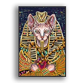 Framed Canvas Wall Art for Living Room, Bedroom Funny Cats Abstract Oil Painting Features Canvas Prints for Home Decoration Ready to Hanging - 16x24 inches