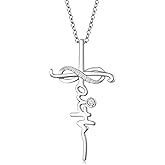 DAOCHONG 925 Sterling Silver Faith Cross Pendant for Women Trendy Angel Wings Cross Necklaces for Women Elegant Religious Jewelry Gift for Women Mom Wife Anniversary Birthday Christmas