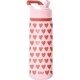 Simple Modern Kids Summit Water Bottle with Straw Lid | 18oz Stainless Steel Cup Insulated Tumbler for Girls, School | Sweetheart