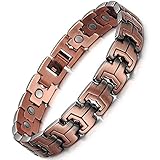 Feraco 99.99% Solid Copper Magnetic Therapy Bracelets for Men Arthritis Effective Pain Relief Vintage Copper Bracelet with Removal Tool