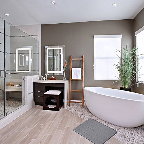 Bathroom Rugs, Set of 2 Memory Foam Bath Mat and U-shape Toilet Floor Rug (Gray)