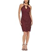 GUESS Womens Lace Halter Sheath Dress Purple 2