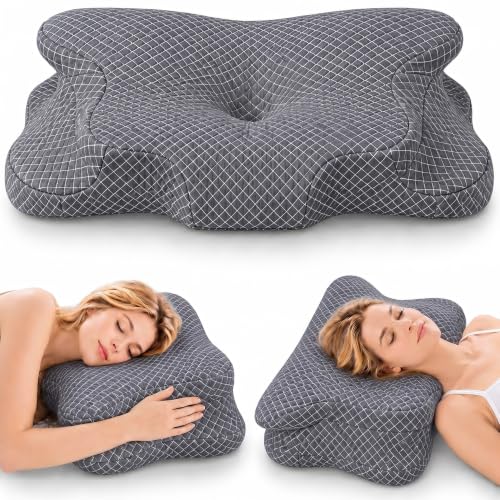 Ergonomic Memory Foam Cervical Pillow | Neck & Neck Support Pillow for Painful Cervical | Anti-Snoring Butterfly Pillow | Anti-Dust Mite Hypoallergenic | Washable Cover