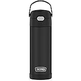 THERMOS FUNTAINER 16 Ounce Stainless Steel Vacuum Insulated Bottle with Wide Spout Lid, Black Matte