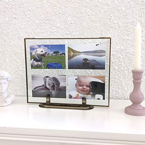 CANDIKO Floating 11x14 Picture Frame Table Top Metal Photo Frame (Antique Gold, Portrait or Landscape)