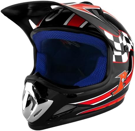 Youth Kids Red/Black Graphic Dirt Bike ATV Motocross Off-Road Helmet (Size: Large)
