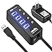 atolla USB Hub 4-Port SuperSpeed USB 3.0 Hub Powered USB Splitter with 1 USB Charging Port On Off Switch with AC Power Adapter