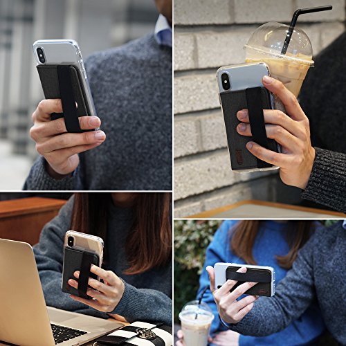 image for Ringke Flip Card Holder with Elastic Hand Strap [Charcoal Black] Slim 