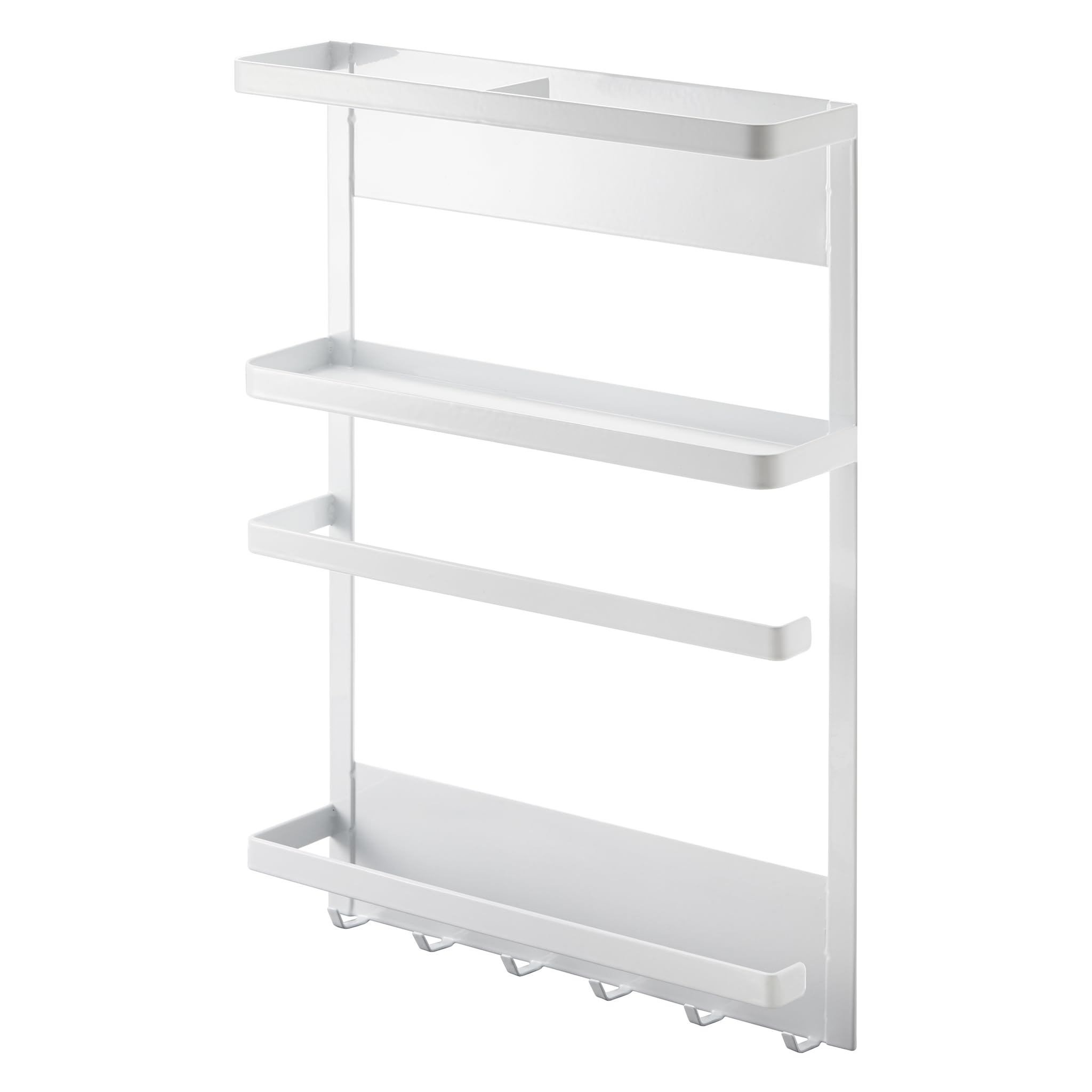 Yamazaki 2744 TOWER Magnetic Refrigerator Side Rack, white, Steel, Minimalist, 24.5 x 6.5 x 34 cm