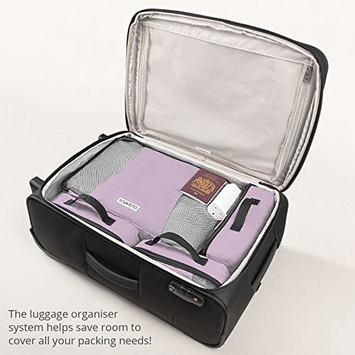 Savisto Packing Cubes - Small, Medium, Large, XL (6-Piece Set) - 7 Colours (1x XL / 2x L / 2x M / 1x S, Pastel Lavender)