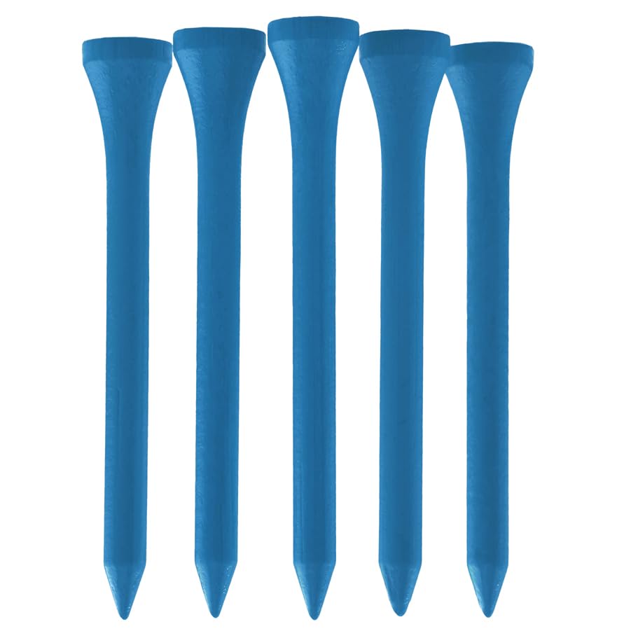TH Golf Bamboo Golf Tees 70mm | Pack of 50 & 100 | Multiple Colour Options | Premium Eco Friendly Sustainable Durable Bamboo Golf Tees (Pack of 100, Neon Blue)