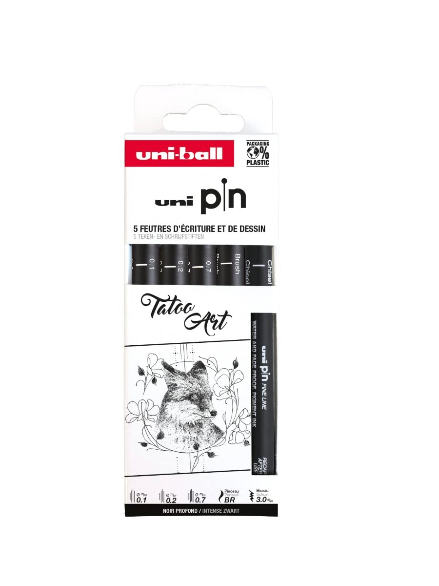 Technical Felt-Tip Pouch – Calibrated Tip 0.1 to 0.7 mm – Black and Grey – 5 Pieces