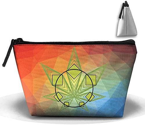 Abstract Weed Leaf Creative Large Capacity Trapezoidal Cosmetic Pouch Pencil Holder Organizer Portable Pouch