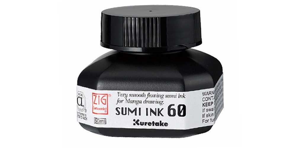 Kuretake Zig Cartoonist Sumi Ink 60ml Bottle - Black