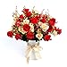 LY EMMET Artificial Rose Bouquets with Ceramics Vase Fake Rose Flowers Decoration for Table Home Office Wedding-Red