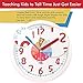 TXL Coloful Kids Wall Clock 12 Inch Silent Non Ticking Battery Operated Time Teaching Wall Clocks Analog Quartz Home Colorful Read Learn Time for Unisex Kid Room/Nursery Playroom/School(Beige)