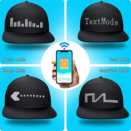 shunpad LED Cool Hats for Men Baseball Halloween Birthday New Year\'s Christmas Party Supplies Hat Black, Large