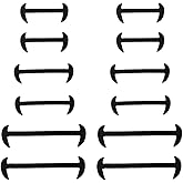 Men's 12 Pcs Silicone Round No Tie Shoelaces Elastic for Dress Shoes Sneakers Hiking Boots