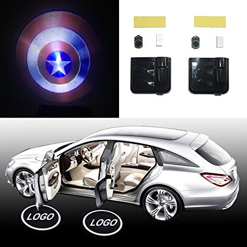 YeaFly - 2x Avengers Captain America Shield Wireless Drill Free Easy Install Car Door LED Projector Courtesy Welcome Logo Ghost Shadow Light Magnet Sensor (Captain America)