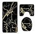 Gold and Black Marble Texture Bathroom 3-Piece Mat Sets Pedestal Mat+Lid Toilet Cover+Bath Mat Doormat Non-Slip Rug