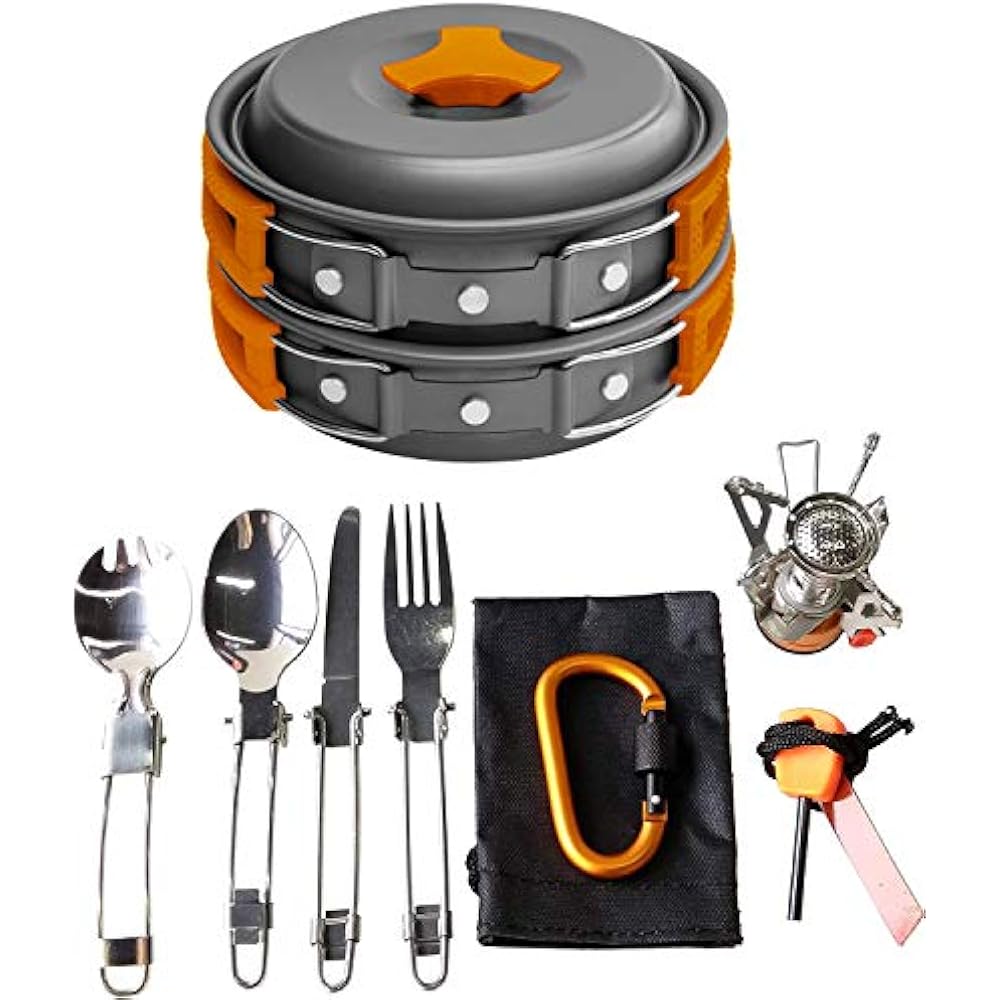 Gold Armour 17 Pieces Camping Cookware Mess Kit Backpacking Gear And