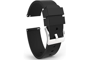 Wellfit Watch Strap, Soft Silicone Quick Release Watch Band, Stainless Steel Buckle, Choose Color & Width,18mm, 20mm, 22mm, Silky Smooth Rubber Watch Bands