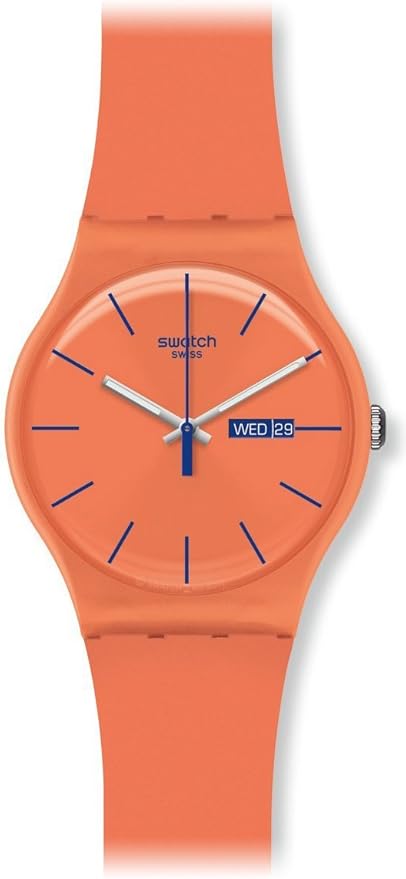 Swatch SUOO701 - Reloj analógico de Cuarzo Unisex con Correa de plástico, Color Naranja