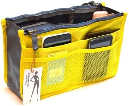 Brilliance Co Multi-pockets Nylon Insert Organisier Bag, Travel Storage Bag - Yellow