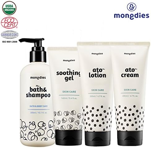 [mongdies] Hypoallergenic Baby Bath &amp; Shampoo &amp; Soothing Gel &amp; Atolotion &amp; Atocream 4 Set - For Baby Atopic Dermatitis &amp; Eczema - Deep Sea Water &amp; Ceramide &amp; Beta Glucan