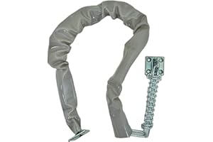 QCAA Extra Heavy Storm Door Chain Check, 25-1/2" Length, Zinc Die Cast Bracket, Satin Chrome, Steel Hook, Plastic Tube, 1 Pack, Made in Taiwan