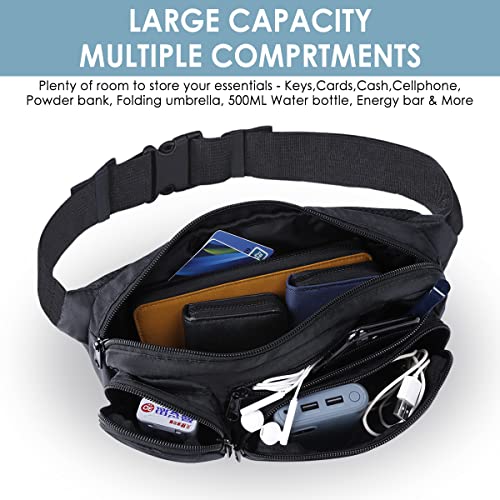 Eono Water Resistant Bum Bag with Multi-Pockets, Large Capacity Waist Fanny Pack for Hiking, Dog Walking, Travel & Outdoor Activities