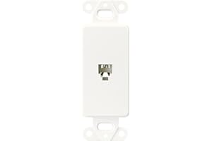 Eaton 3560-4W Decorator Insert Single Telephone Jack with 4-Conductors, Category 3 RJ11 or RJ14, White