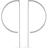Boma Jewelry Sterling Silver Geometric Semi-Circle Pull Through Wire Threader Hoop Earrings