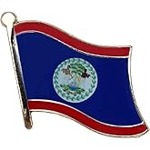 Belize Flag Die-struck Metal Single Lapel Pin with Butterfly Clasp Closure