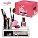 Acrylic Countertop Storage Makeup Organizer - Womens Nail polish make up brushes lipstick cosmetic brush jewelry holder with spacious bottom drawer counter display container for any vanity great gift!