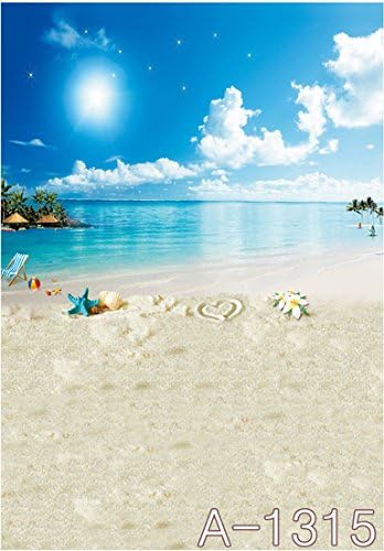 6.5 Ft5 Ft Beach Background Cloth Blue Sky Sea Baby Play Photo Studio Backdrops Paper K-1315