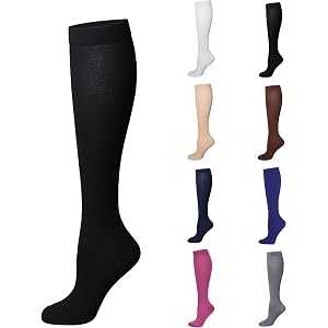Compression Socks for Women Men Solid Color Running Hiking Outdoor Sports Support Socks Moisture Wicking Knee High Stockings