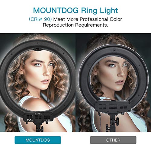 MOUNTDOG 18'' Ring Light with 79'' Light Stand, Bluetooth Dimmable LED Ring Light with 360° Rotatable Phone Holder, Carrying Bag for YouTube, Lighting Portrait, Video Shooting, Make Up - Thumbnail 3
