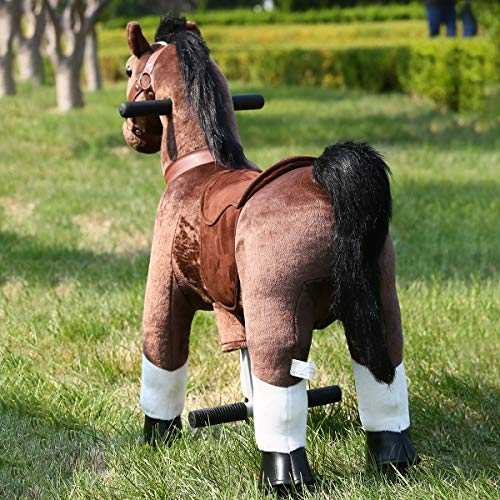 Gidygo Kids Riding on Toy Walking Rocking Horse Plush Animal Brown Pony for Children for 3-6 Years Old - Thumbnail 5