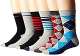 Ben Sherman Men's 6 Pack Ben Crew Socks, Grey/Red, Sock Size: 10-13/Shoe Size:9-11 (Pack of 6)