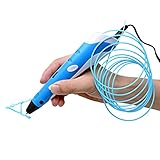 Macher 3D Stereoscopic Printing Pen Blue for 3D Drawing Doodling 3 Sample Filaments + Power Adapter included