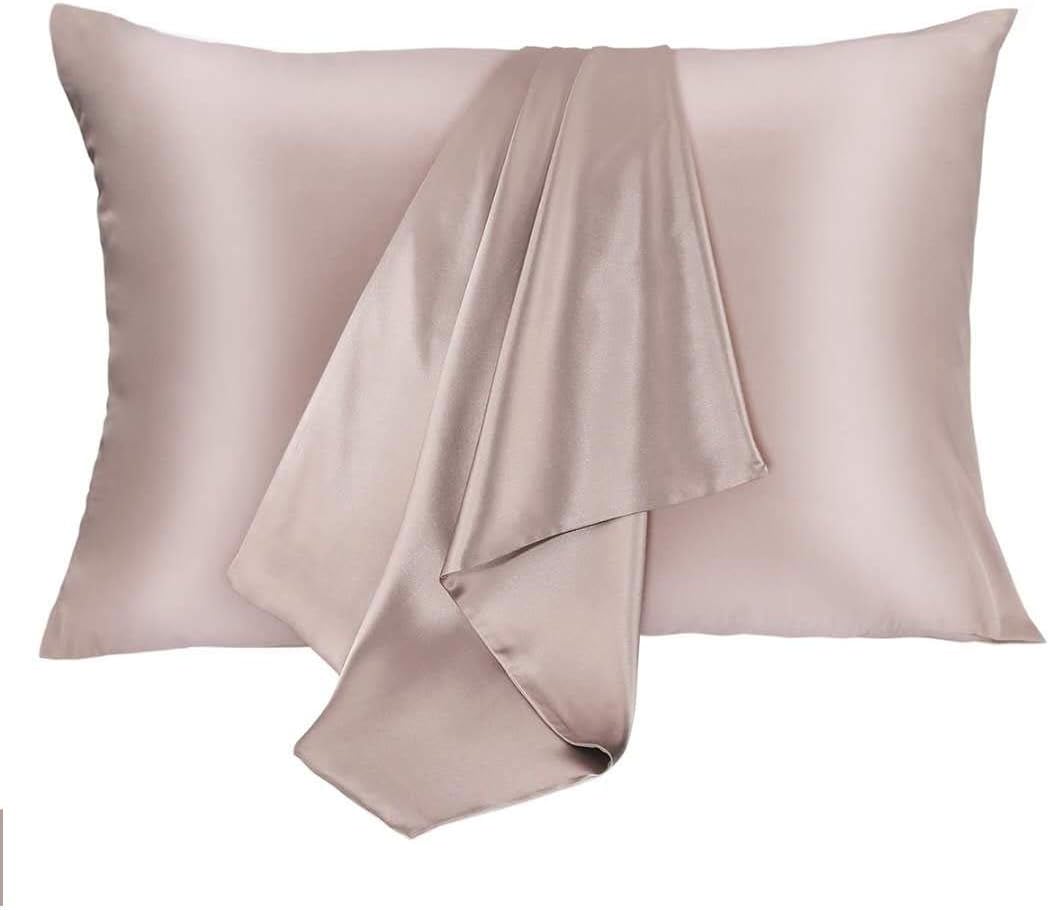 - Silk Pillowcase Set, 2 Pack, 100% Mulberry Silk, Hypoallergenic, Soft, Breathable, Reduces Wrinkles, King Size, Apricot Gray