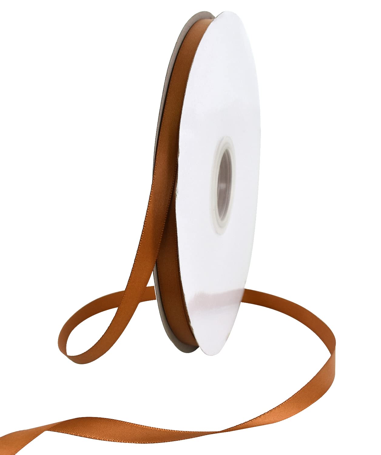 TONIFUL 3/8 Inch x 100yds Copper Brown Satin Ribbon Thin Solid Fabric Ribbons Roll for Gift Wrapping Invitation Floral Hair Balloons Craft Sewing Party Wedding Decoration Valentine's Day Bouquet — image 1