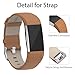 Henoda Replacement Bands Compatible with Fitbit Charge 2, Classic Genuine Leather Charge 2 Band Fitness Wristband for Women Men Small Large Brown