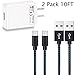 Daker Quick Charge USB Type C Charger, Rapid Fast Wall Charger Adapter Portable Charger with [2 Pack 10FT] Micro USB C Cable for LG G5/G6/V20/V30/Galaxy S8/S8 Plus/Note 8/HTC 10//Nokia 8 (Black Blue)