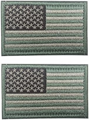 Tectical USA Flag - Velcro American Flag - Pack 2 - Arm Green