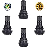 DCFlat Snap-in Short Black Rubber Valve Stem (TR412) 4-Pack for Tubeless 0.453” Inch 11.5mm Rim Holes on Standard Vehicle Tires