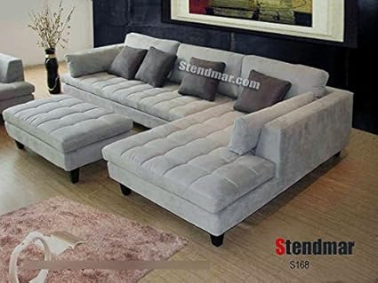 Amazon Com 3pc Contemporary Grey Microfiber Sectional Sofa Chaise